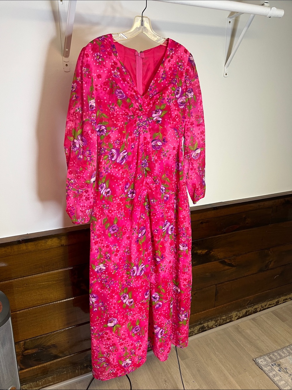 Vintage Handmade Women's‎ Pink Floral Maxi Dress- 4/6
